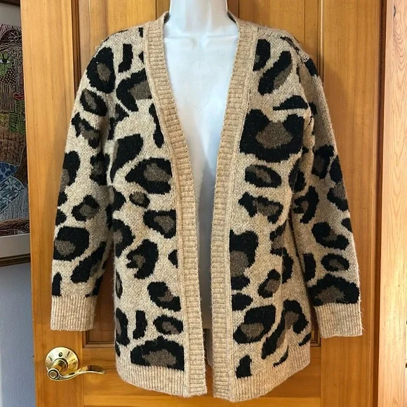 Moth Sweaters Moth By Anthropologie Leopard Print Cardigan